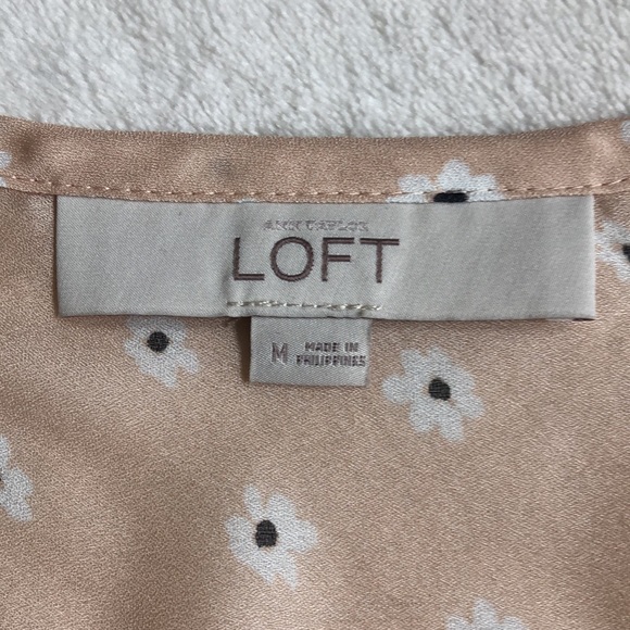 LOFT Sheer Daisy Floral Light Pink Long Sleeve Blouse - Picture 5 of 6